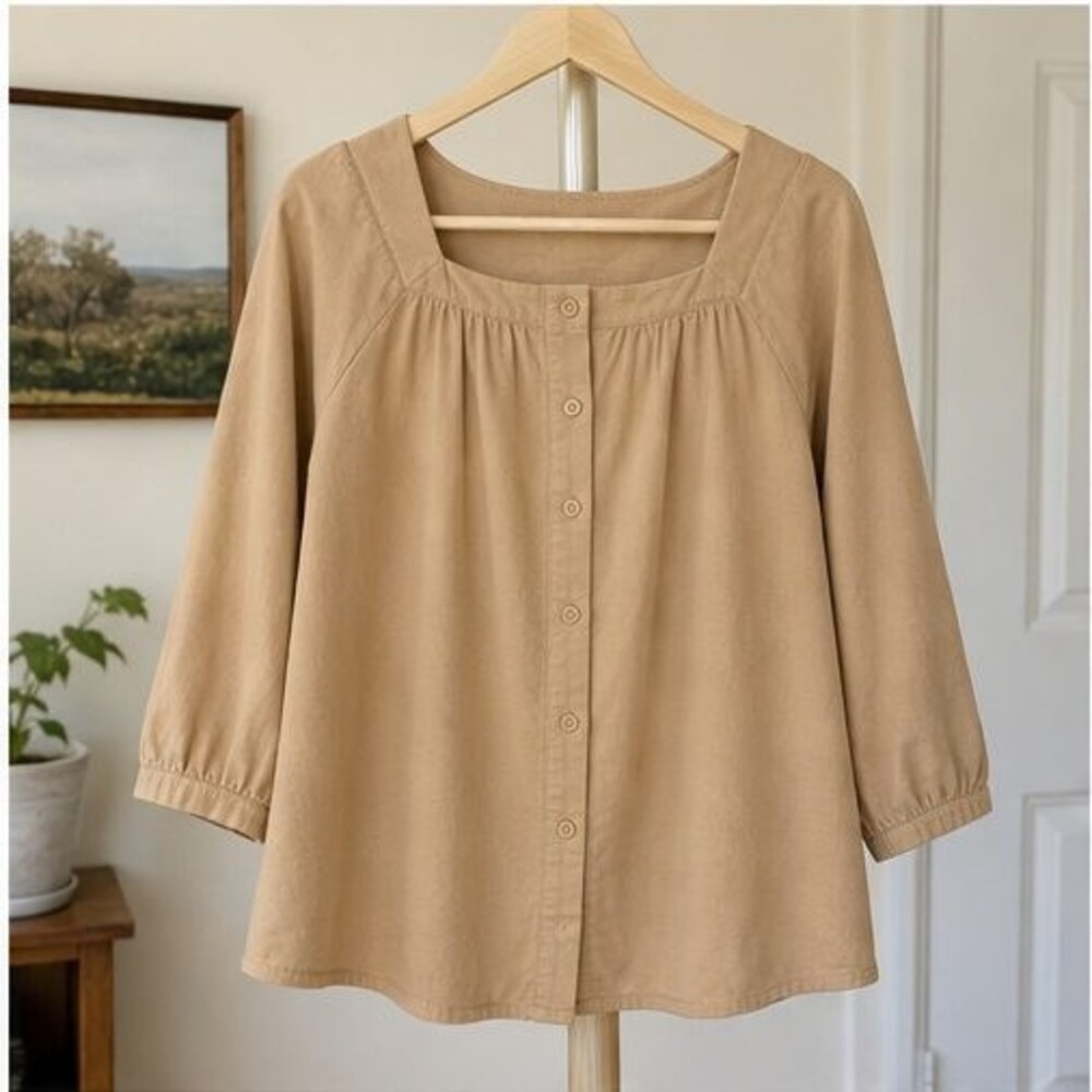 Camel Pleated Blouse